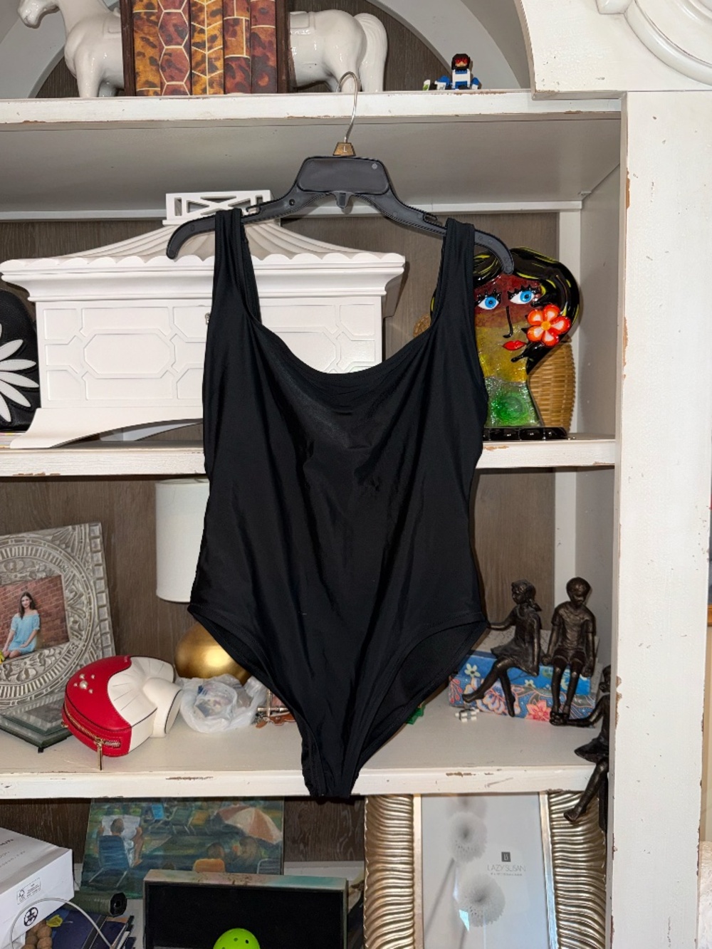 Madewell Large L black one piece swimsuit second wave square neck tank - Picture 3 of 5